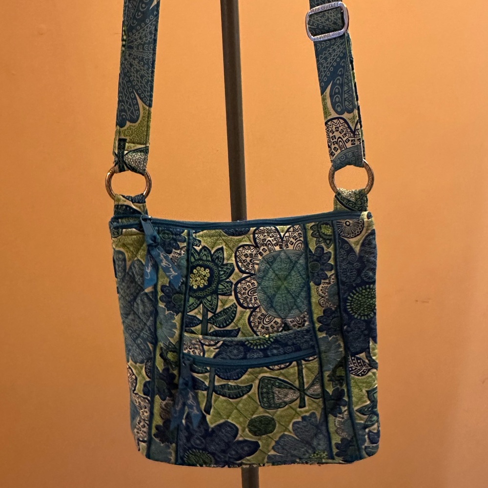 Vera Bradley Blue and Green Patterned Crossbody Bag
